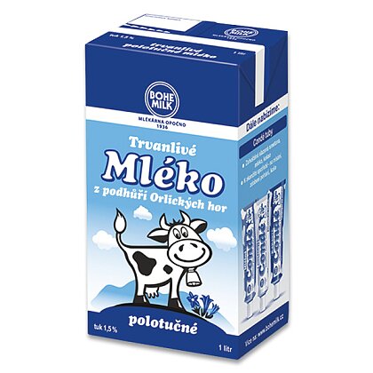 Mléko polotučné Bohemilk 1,5% 1l